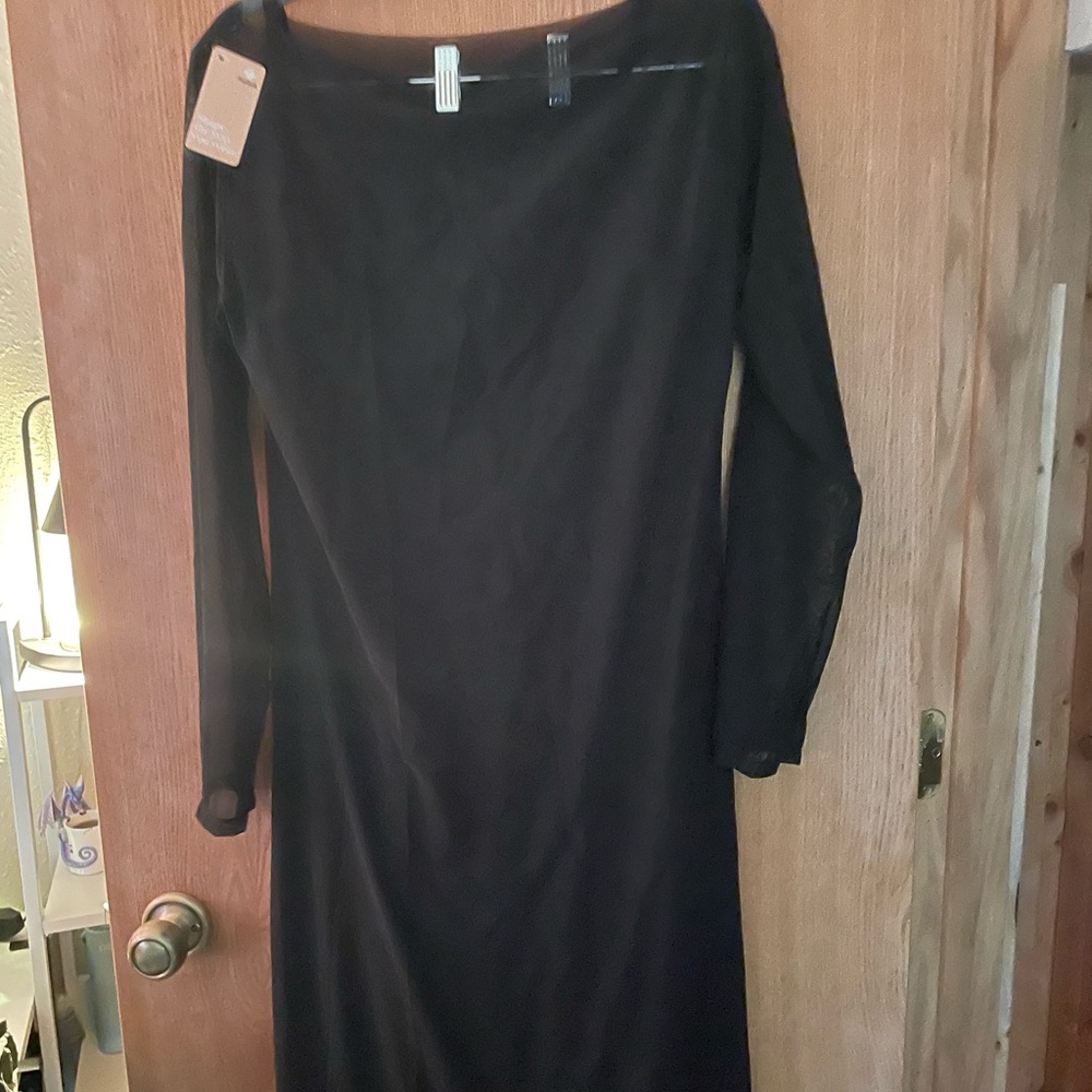 Black Fitted Mesh Dress